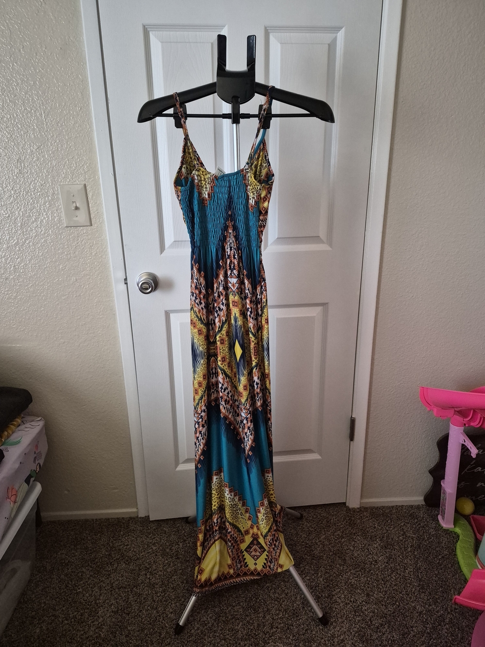 Tropiko Teal and Yellow Printed Maxi Dress - Picture 2 of 6
